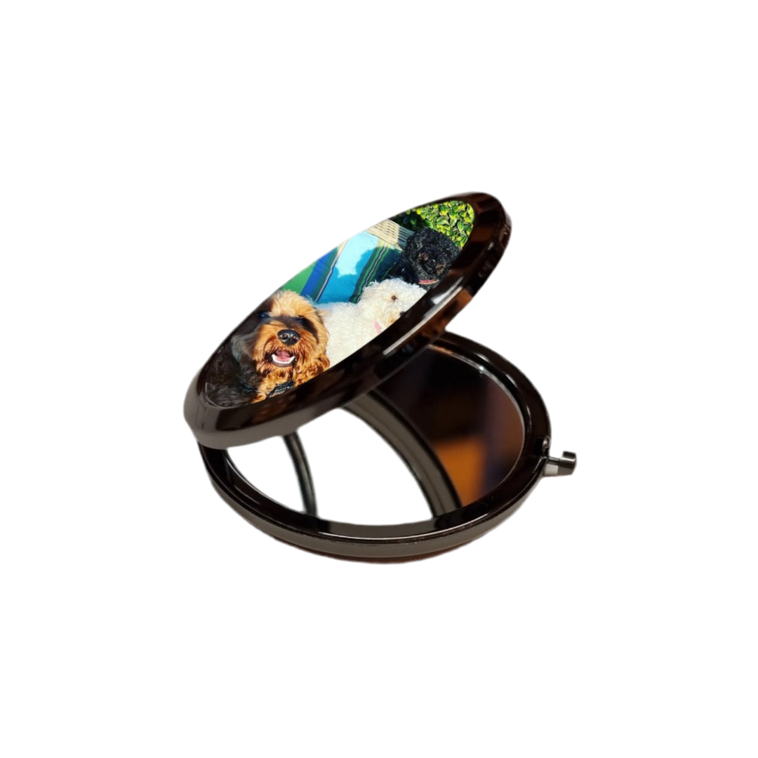 Black Round Pocket Mirror