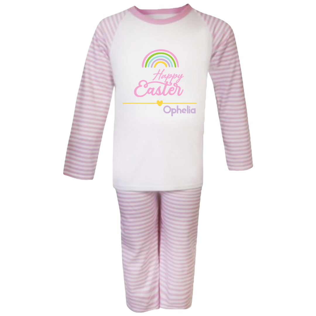 Pink 'Happy Easter' Rainbow PJ's
