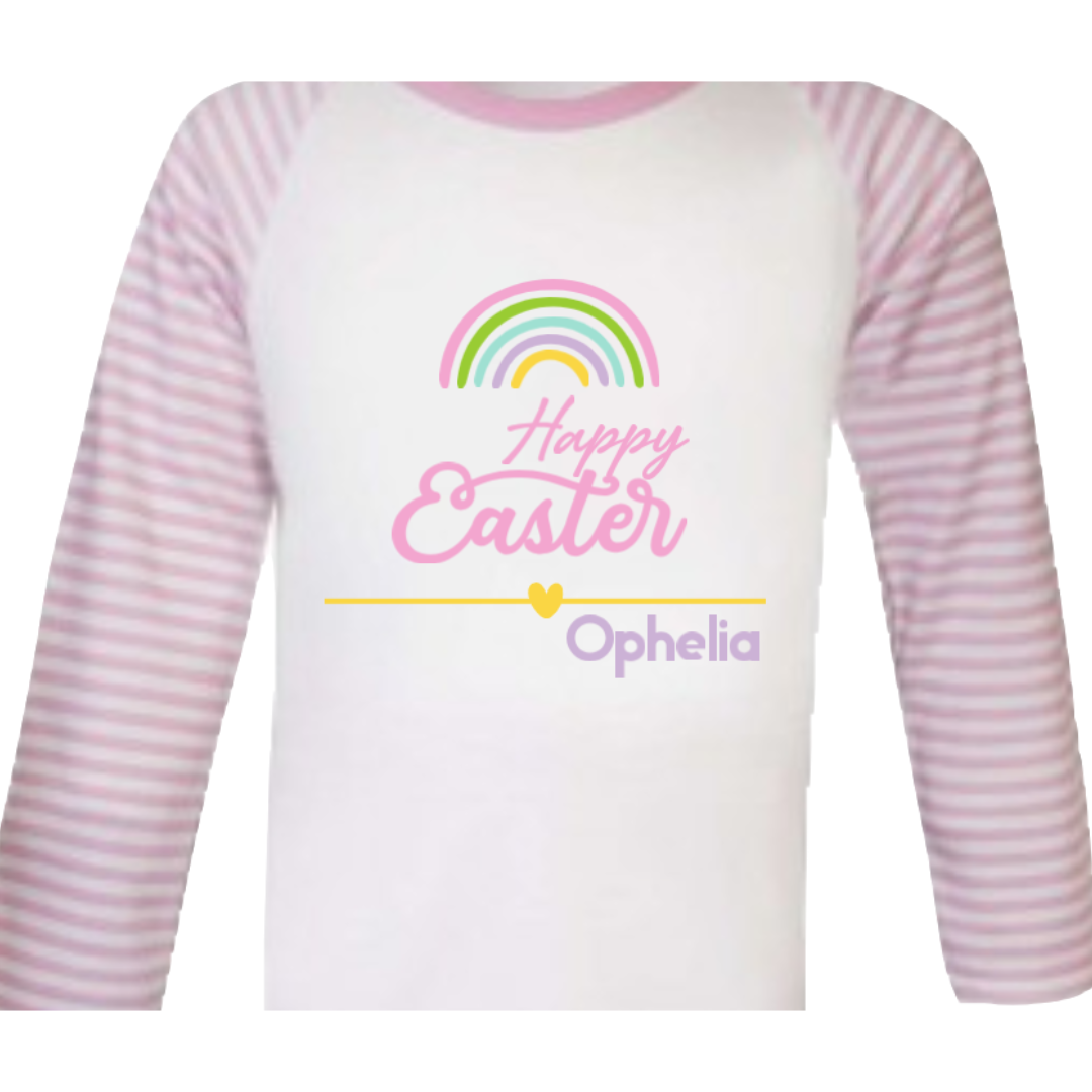 Pink 'Happy Easter' Rainbow PJ's