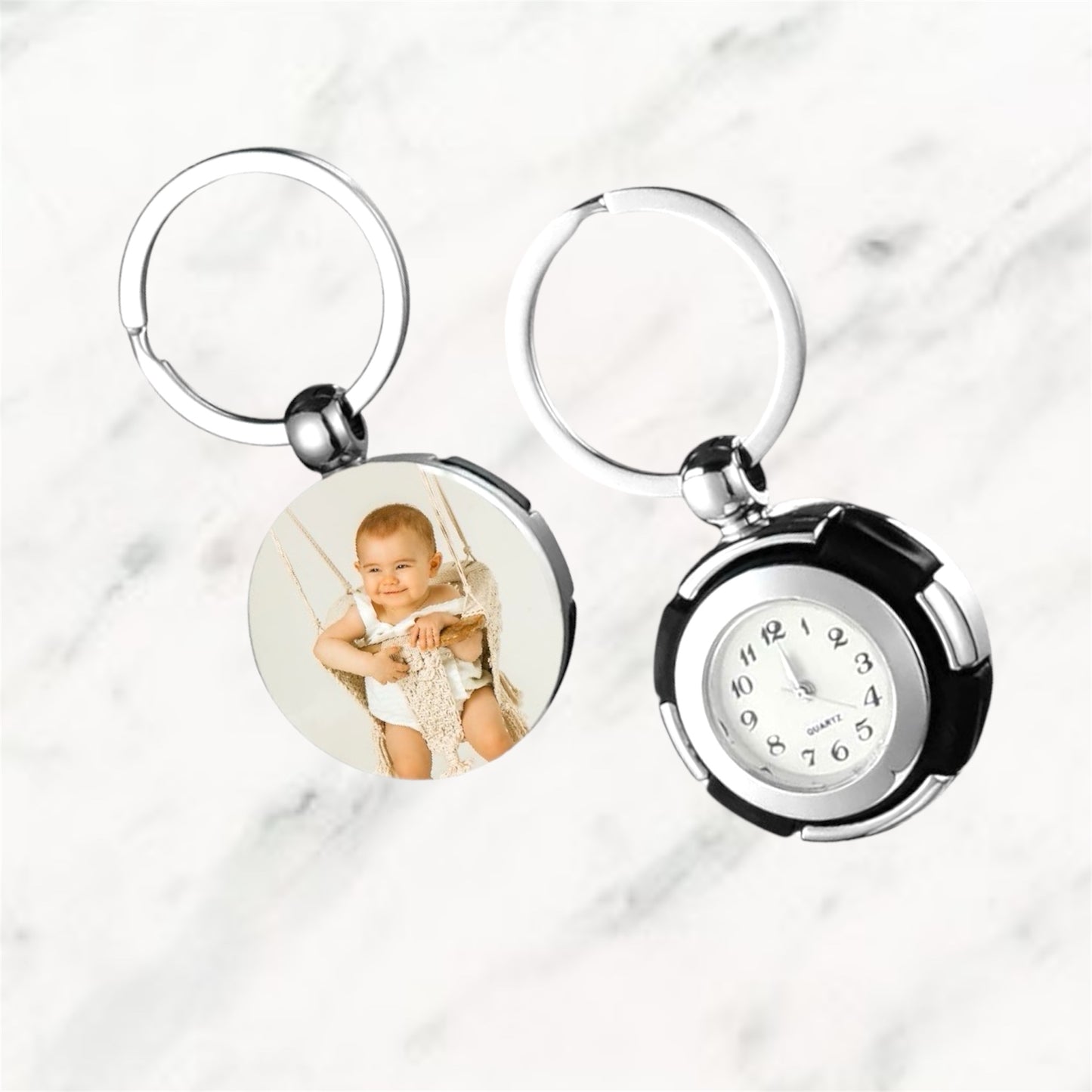 Round Clock Keyring