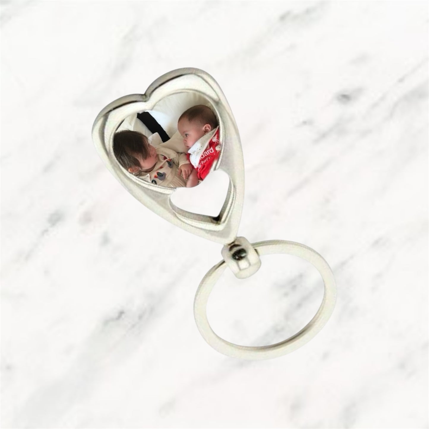Double Love Heart Keyring
