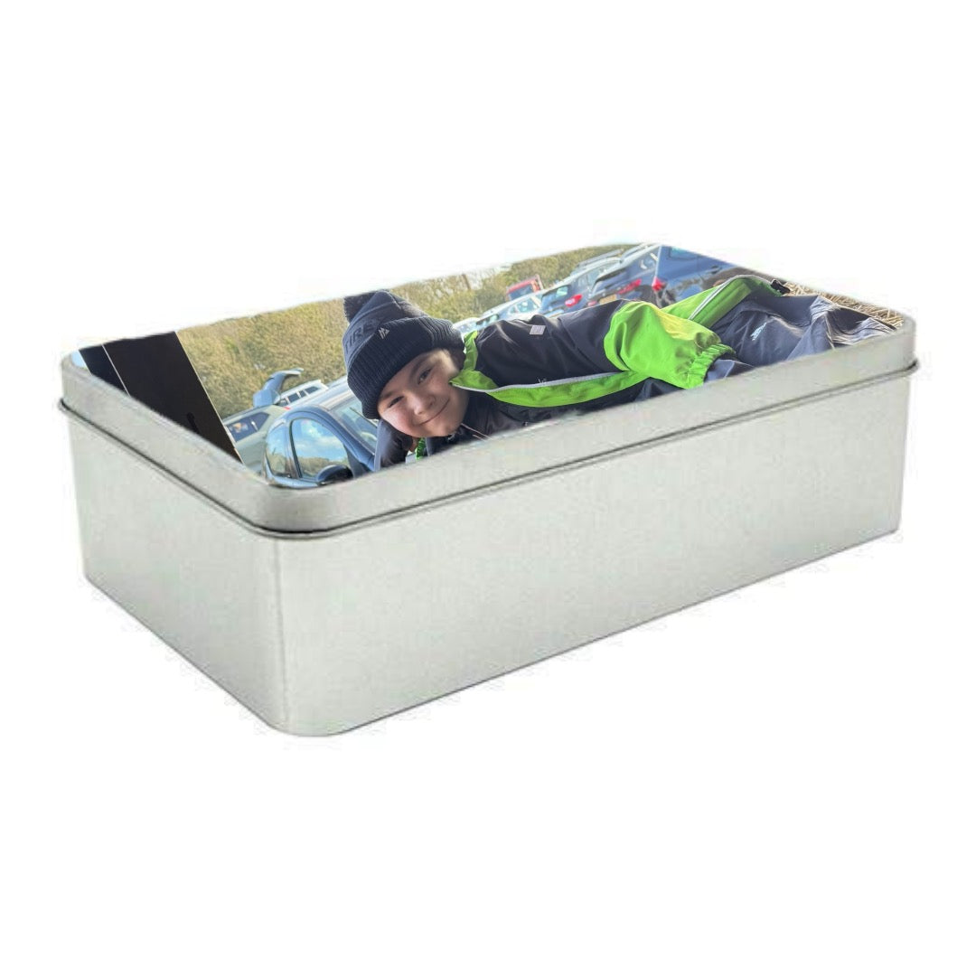 Silver Metal Rectangle Tin