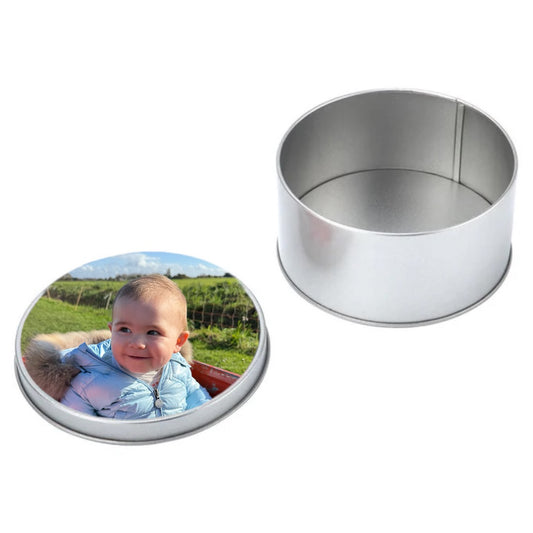 Silver Metal Round Tin