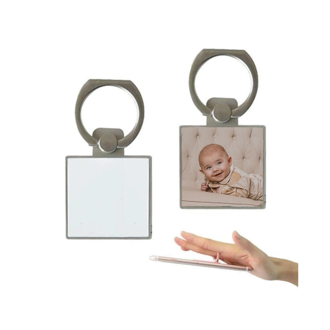 Square Silver Phone Ring Holder