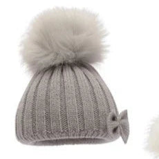 Fur Pom Bow Hat
