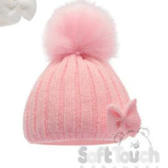 Fur Pom Bow Hat