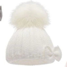 Fur Pom Bow Hat