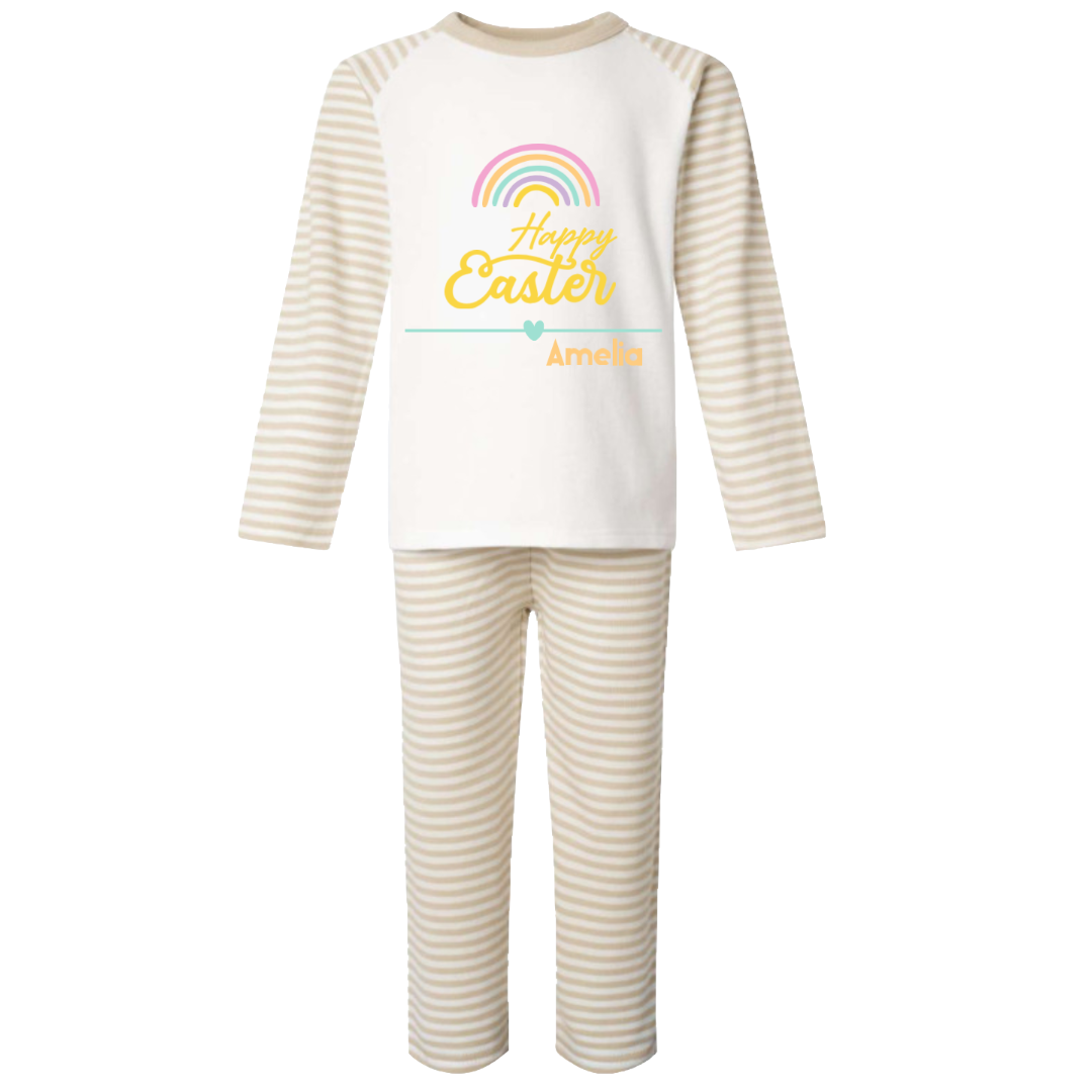 Beige 'Happy Easter' Rainbow PJ's
