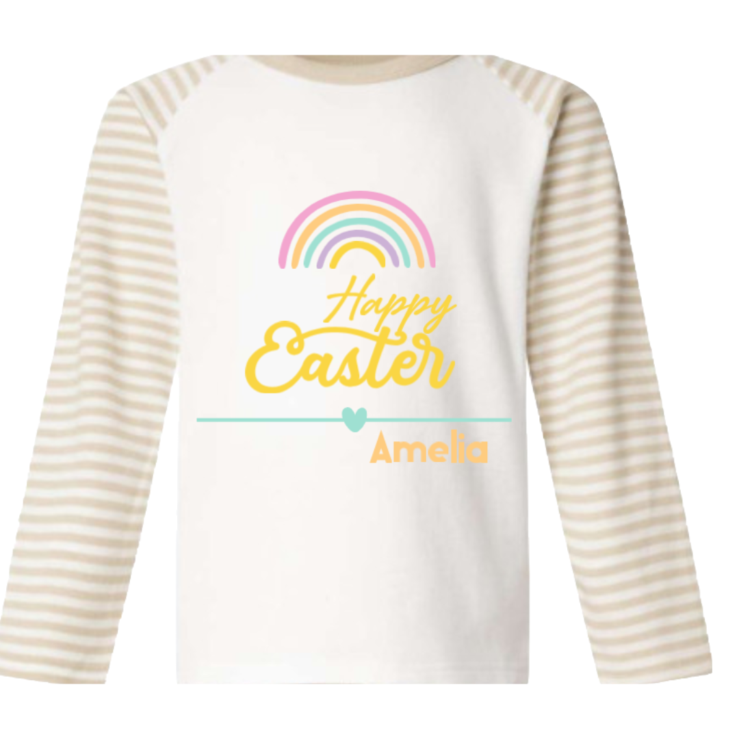 Beige 'Happy Easter' Rainbow PJ's