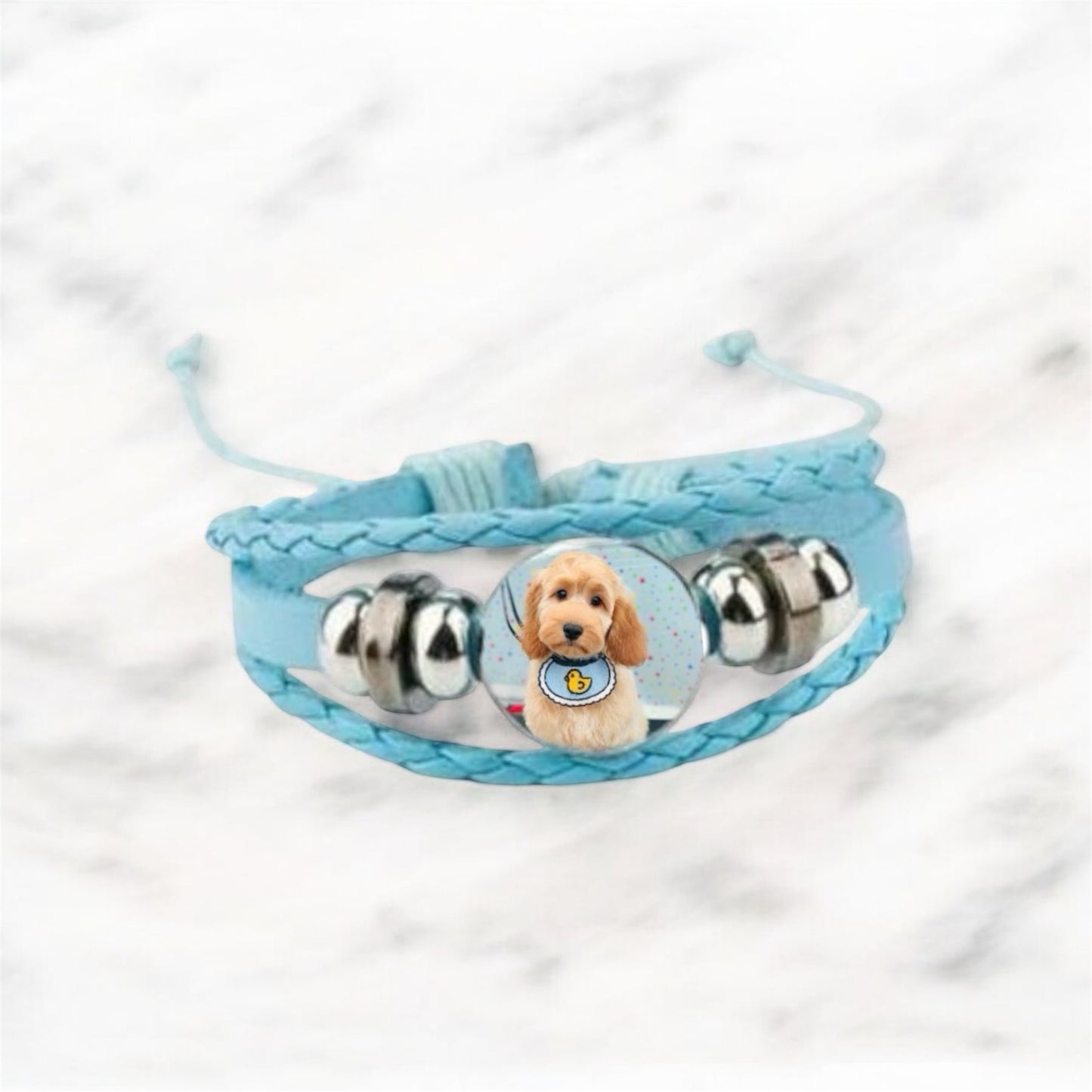 Blue Leather Bracelet