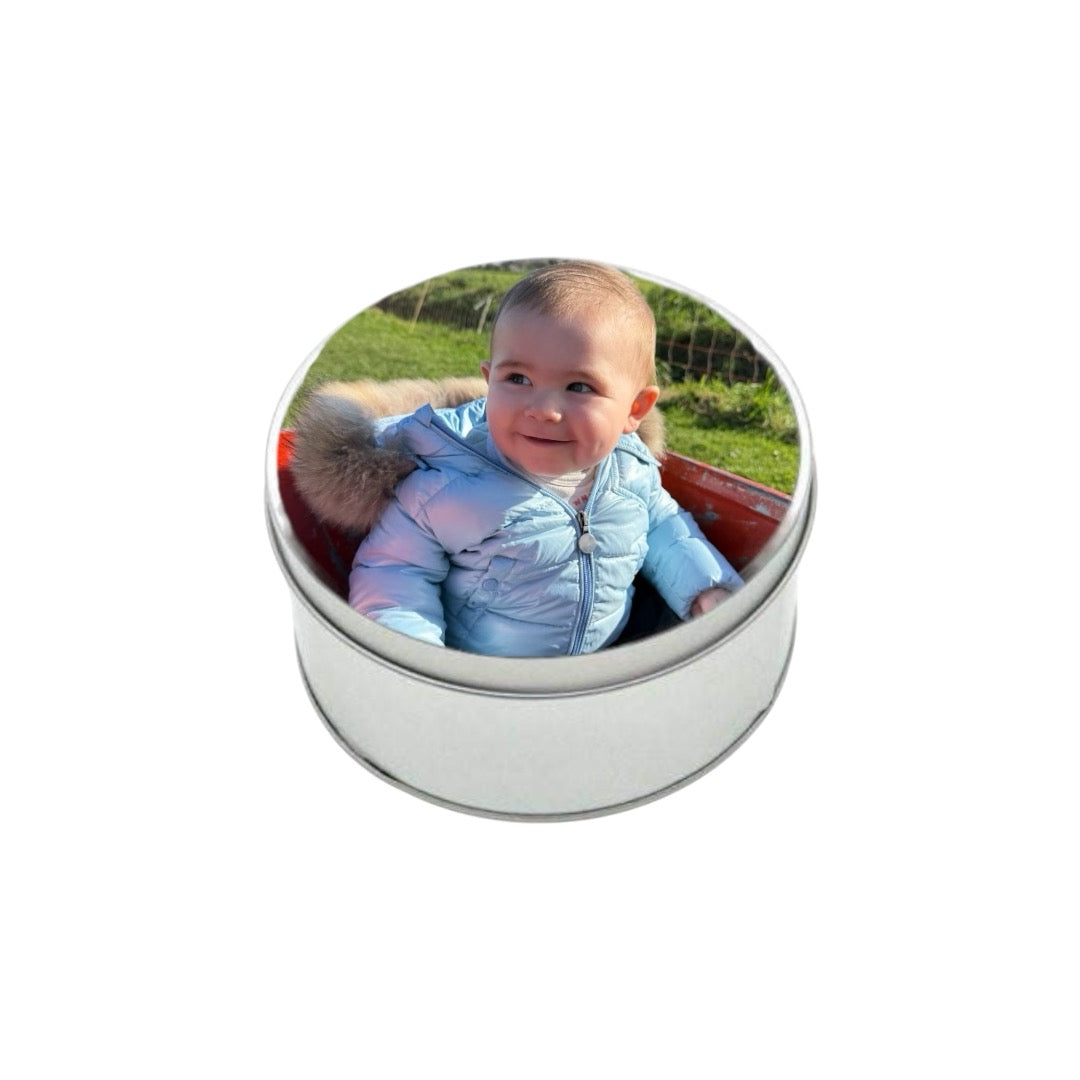 Silver Metal Round Tin